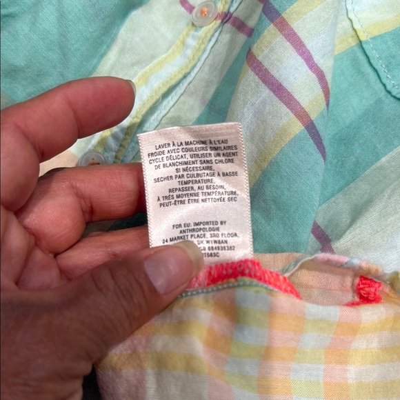 HOLDING HORSES  Size 2 Multicolor Plaid Button Down Shirt V Neck Long Sleeve - Picture 8 of 12